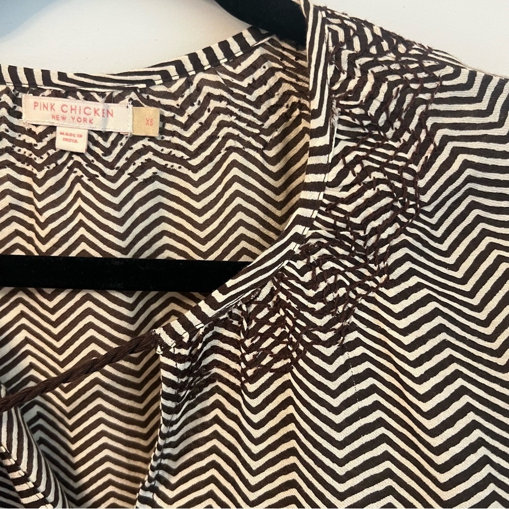 Pink Chicken Chevron Cotton Dress - XS - Picture 5 of 16